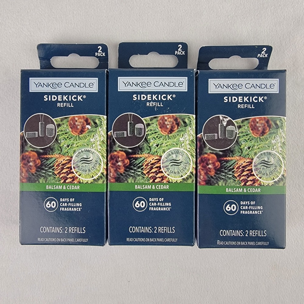 Yankee Candle Sidekick Refill Balsam & Cedar Car Fragrance (x3) 6 Refills Total